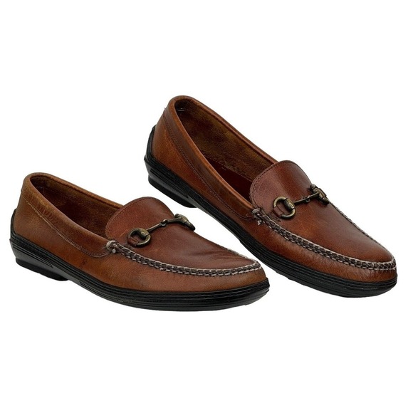 Peter Huber Ascot Brown Leather Classic Horsebit Slip On Driving Loafers Men 9.5 - Picture 2 of 10